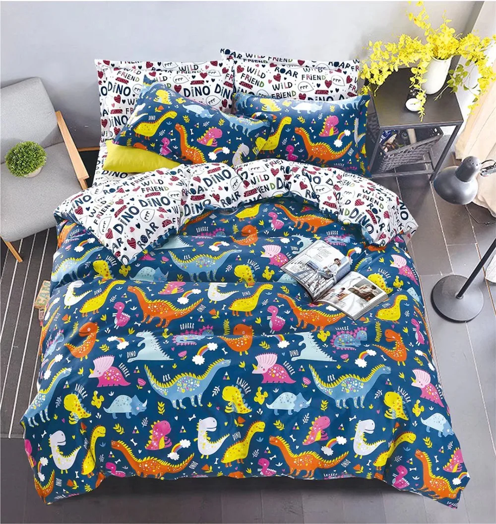 

Children Duvet Cover Cartoon Bedding Set Dinosaur Comforter Quilt Twin Size Bedspread Room Decor Bed Sheet