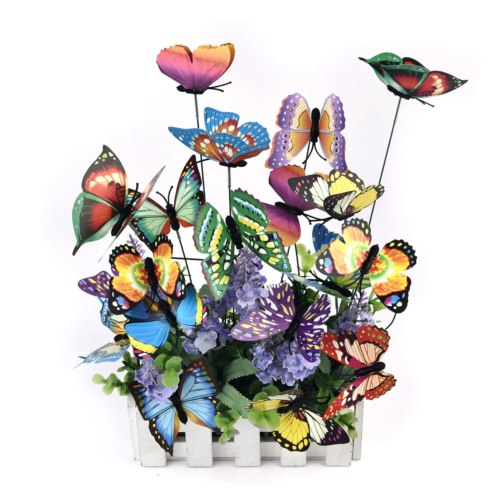 

Garden Butterflies Yard Planter Colorful Whimsical Butterfly Stakes Decoracion Outdoor Decor Flower Pots Decoration 24Pcs/set