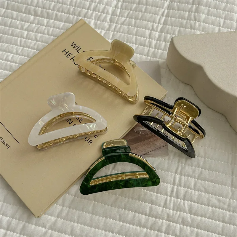 Французская простая изогнутая заколка для волос среднего размера женская на