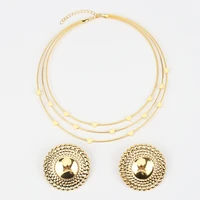 bridal jewelry sets 18k gold plated dubai africa style round necklaces and earrings brazilian jewelry set