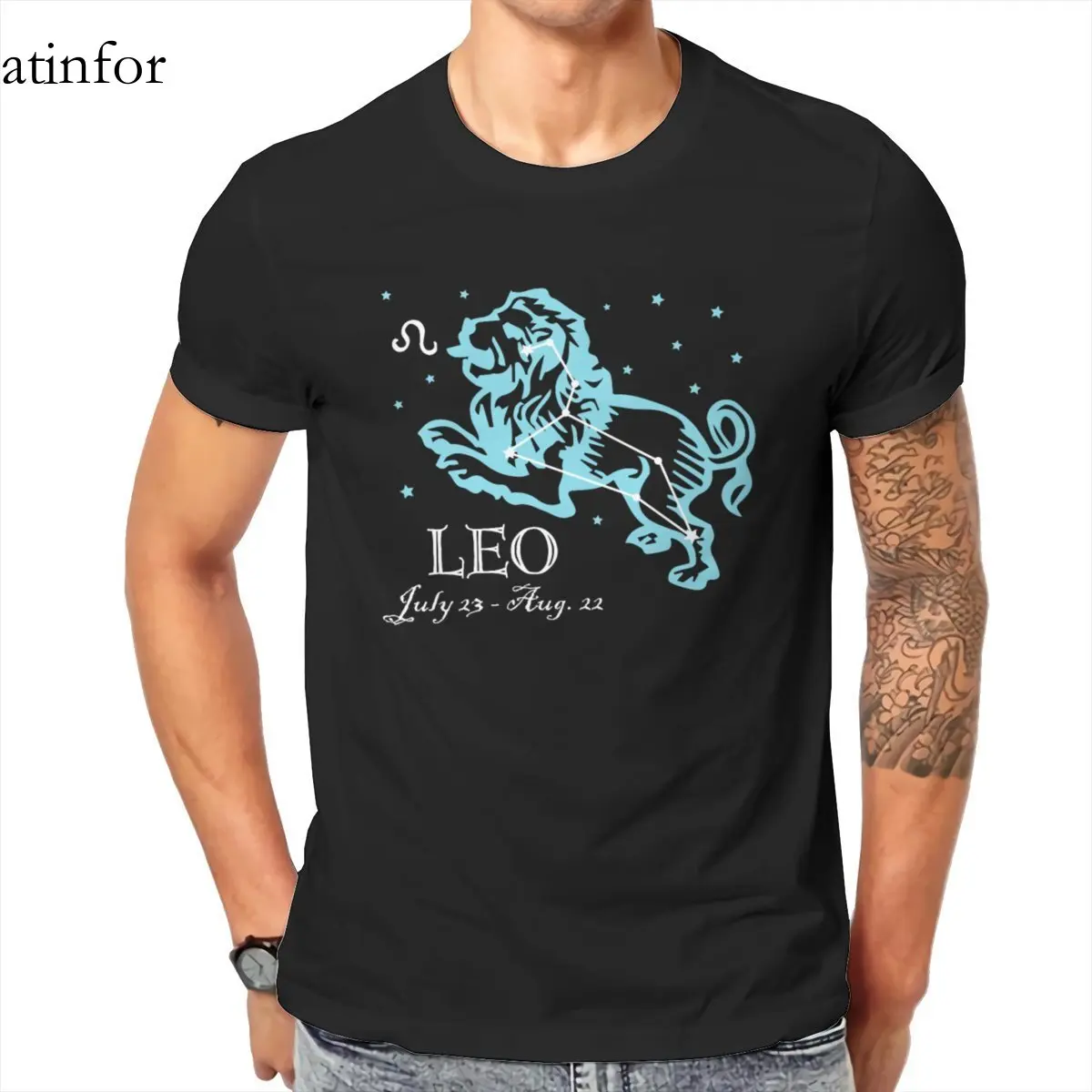 

Оптовая продажа, мужские футболки с принтом Лео the Lion Созвездие на лето 100%, повседневные хлопковые футболки с графическим рисунком, 209138