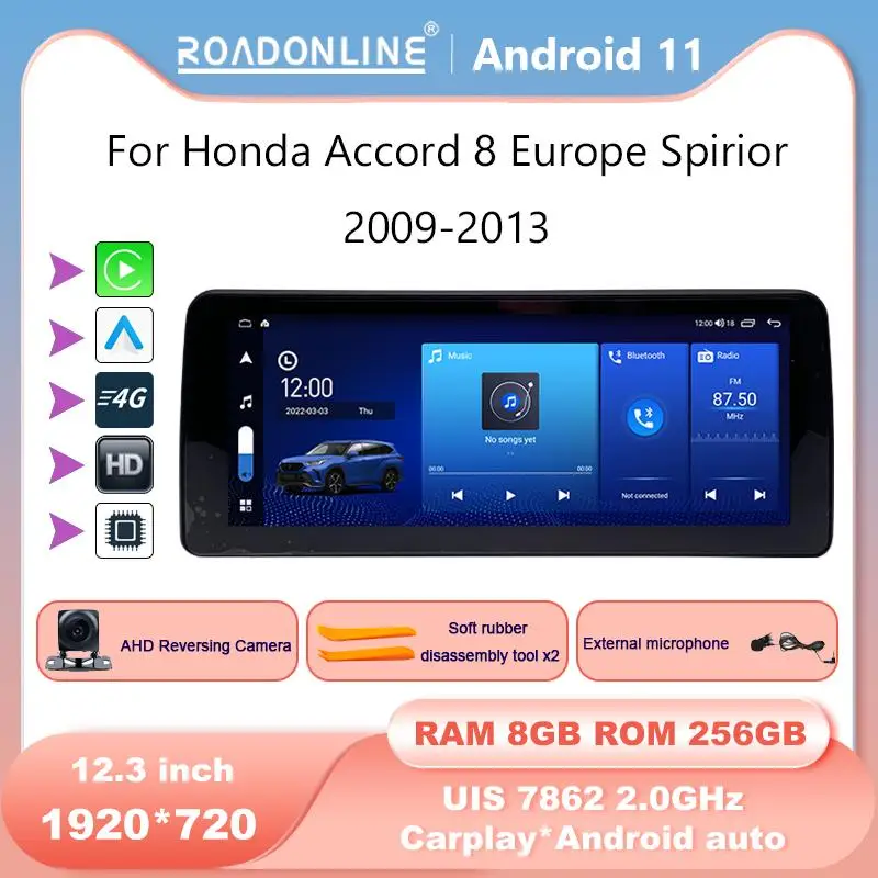 

For Honda Accord 8 Europe Spirior 2009-2013 Android 11.0 Octa Core 12.3inch 8+256G Car Multimedia Player Stereo Receiver Radio