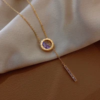 roman digital necklaces for women korean luxury jewelry christmas sexy purple crystal neckchain clavicle chain bisuteria mujer