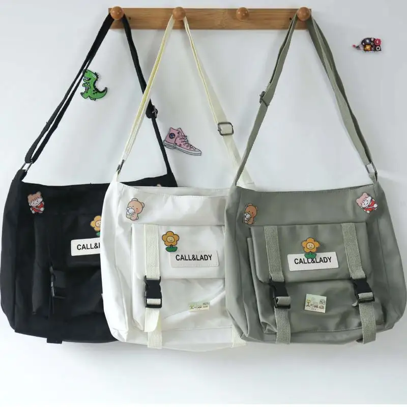 

Женская сумка, модная Милая универсальная сумка через плечо, Студенческая холщовая сумка-мессенджер через плечо, сумка на молнии с пряжкой