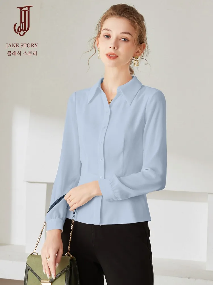 Classic Story Long sleeve White Shirt Women New 2024 Spring Western Sle Fashion Design Sense Waist Hugging Top