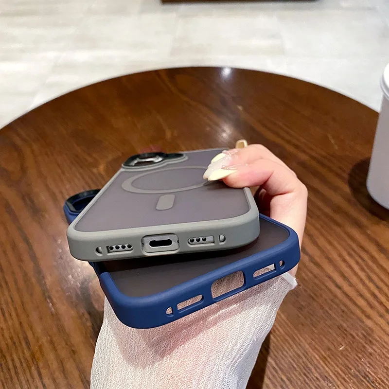 Модный Матовый Магнитный Прозрачный чехол для iPhone 16 15 14 Plus 13 12 11 Pro Max Беспроводная