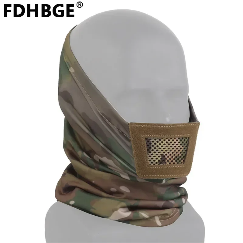 FDHBGE Тактический головной убор Походные шарфы Полнолицевая маска Стальная сетка