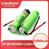 liitokala new original ncr18650b 3 7v 3400mah 18650 li ion rechargeable battery welding silica gel cable diy