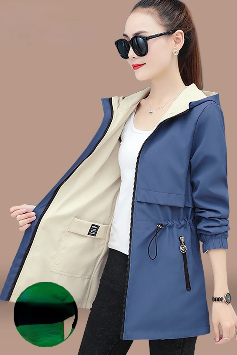 

Coats Women Two Side Coat Female's Spring Autumn Trench 2022 New Middle Aged Jacket Casual Mid Length Windbreaker Chaquetas Cjk