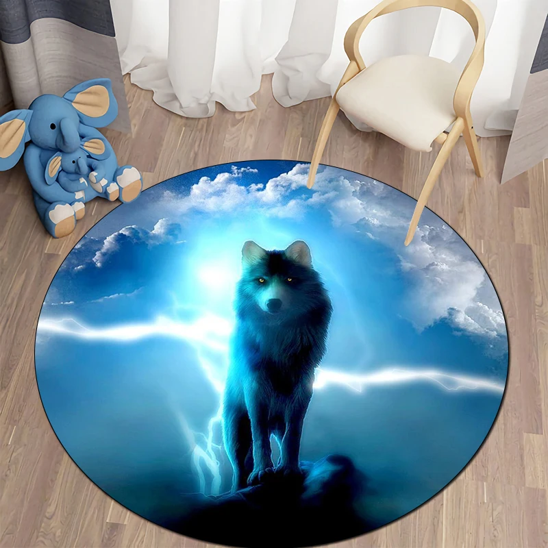 

Fantasy Wolf Art Round Carpet for Living Room Mat for Children Floor Circle Rug Yoga Mat Bedroom E-sports Chair Mat Dropshipping