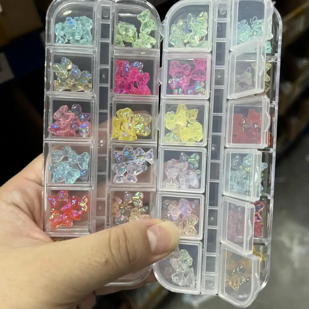 

1Pack 3D Crystal Aurora Bear Nail Decoration Figures For Kawaii Resin Parts Supplies Bear/Butterfly Japanese-Korean Creativity *