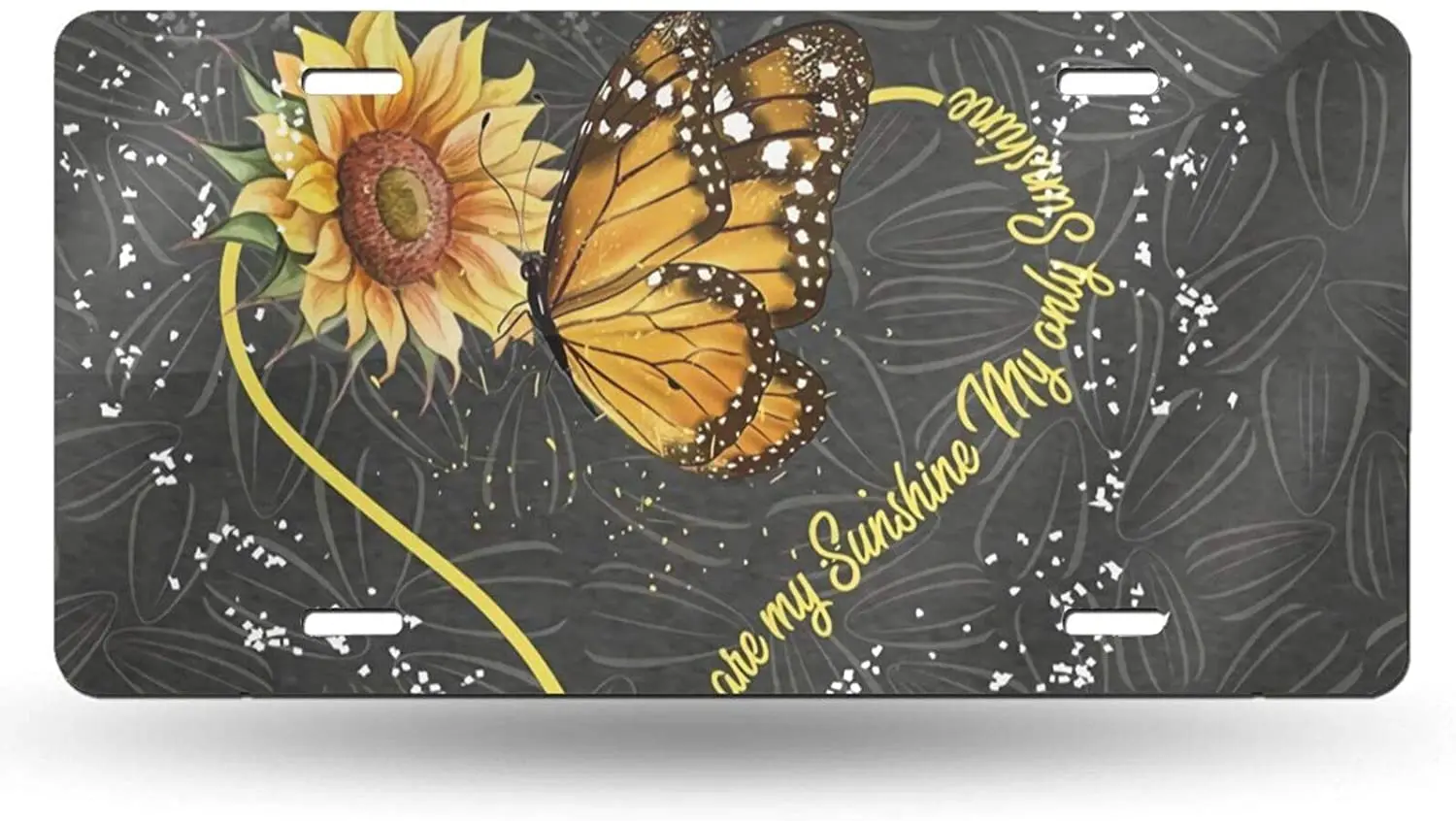 

Butterfly Sunflower License Plate Frame Aluminum Metal Covers,Metal Novelty Car Plate for Women Girls Men Boys 6 X 12 Inch