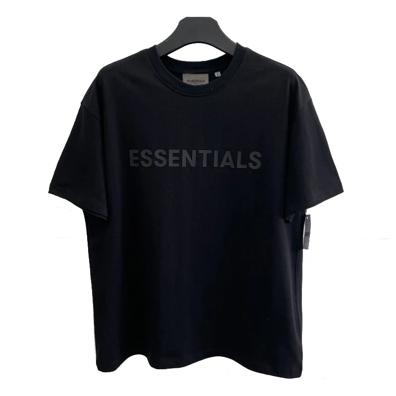 Summer High Quality ESSENTIALS T-shirt 100% Cotton Loose Tees Rubber Letter logo Hip hop Unisex Oversized Sports T-Shirts images - 6