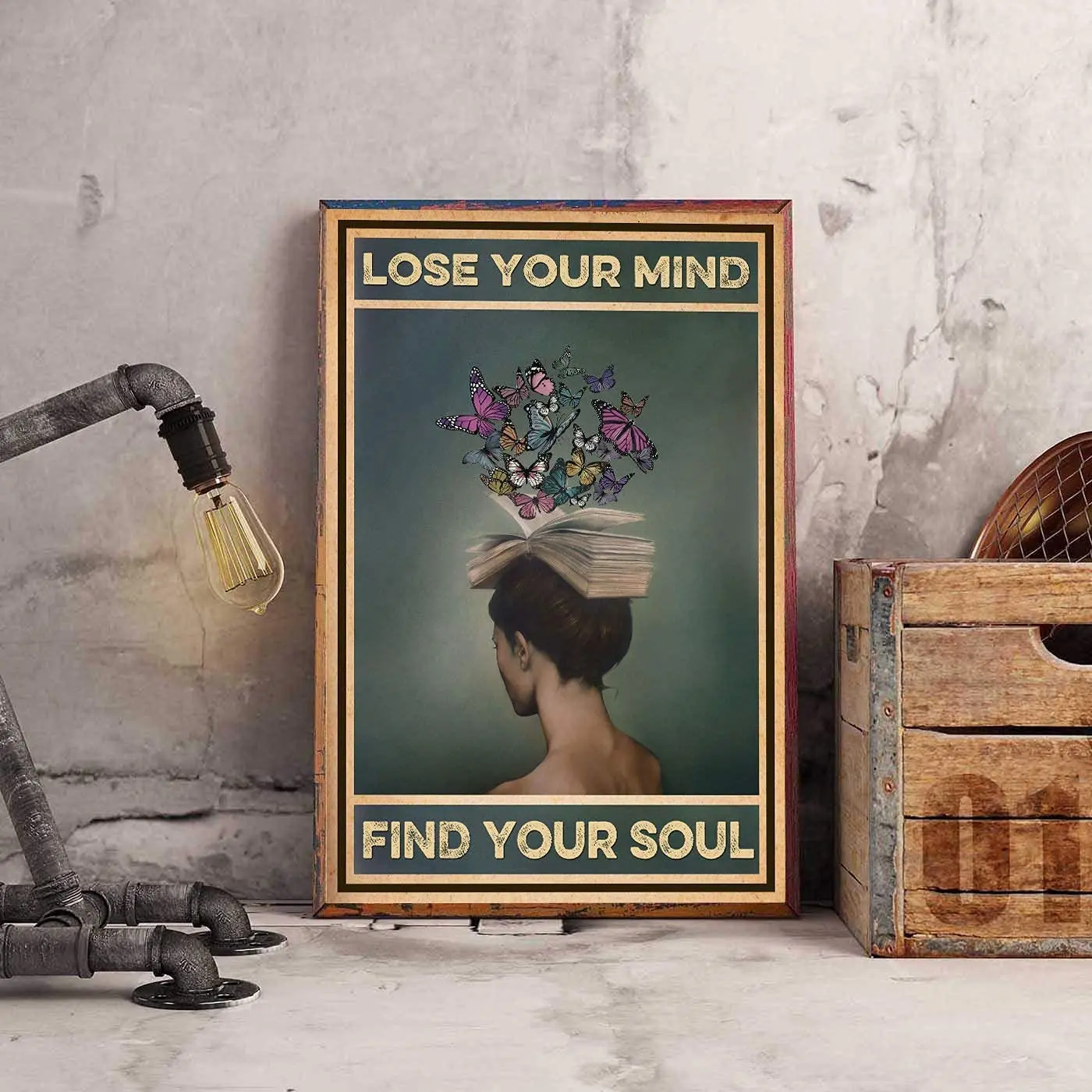 

Mushroom Head Metal Tin Sign Lose My Mind and Find My Soul Retro Poster Fun Gift Cave Garage Art Poster Painting