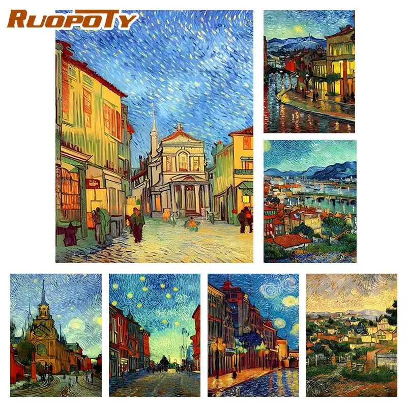 

RUOPOTY Oil Painting By Number Abstract Landscape Drawing On Canvas Painting By Number Artistic Painting Wall Decor