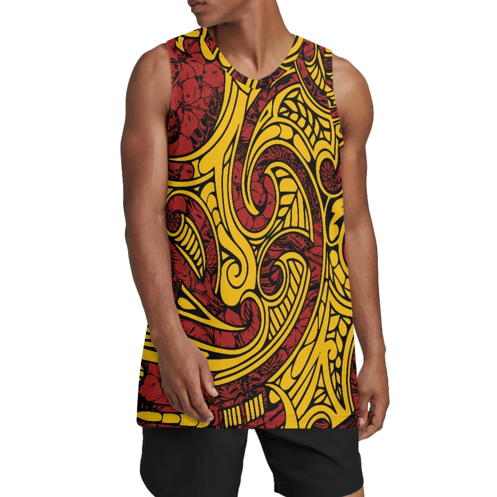 

Мужская двусторонняя баскетбольная майка с принтом татуировок, влагоотводящей сеткой