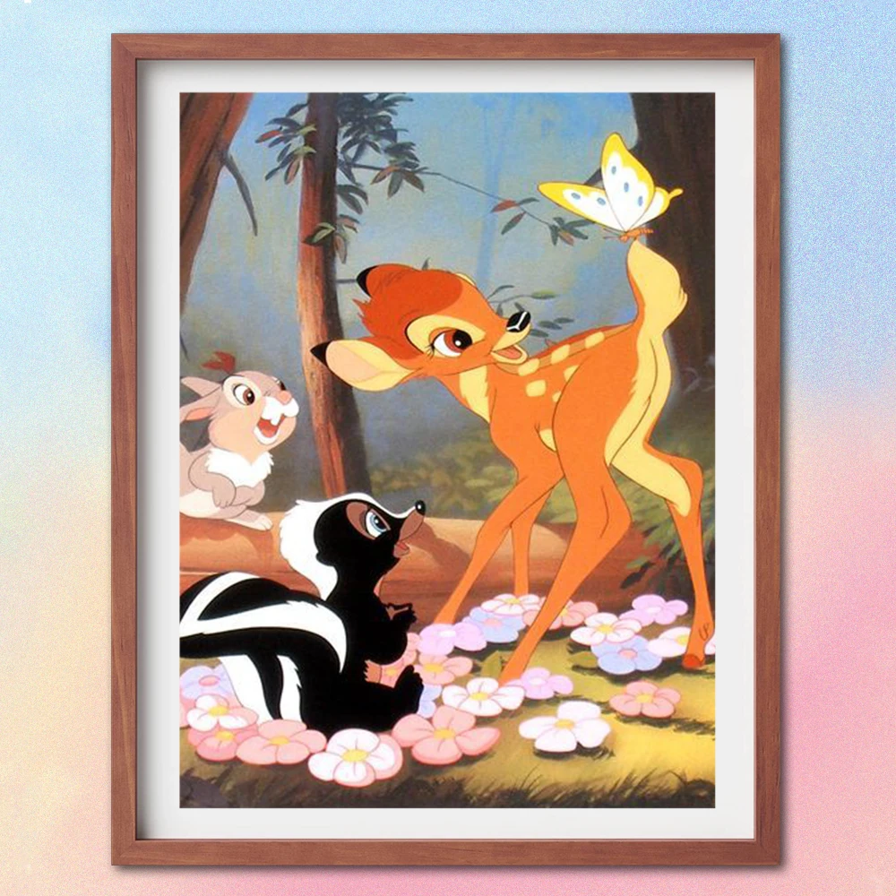

Disney Cartoon Deer Bambi DIY Diamond Painting Animal Full Round Diamond Mosaic Embroidery Picture of Rhinestones Home Decor