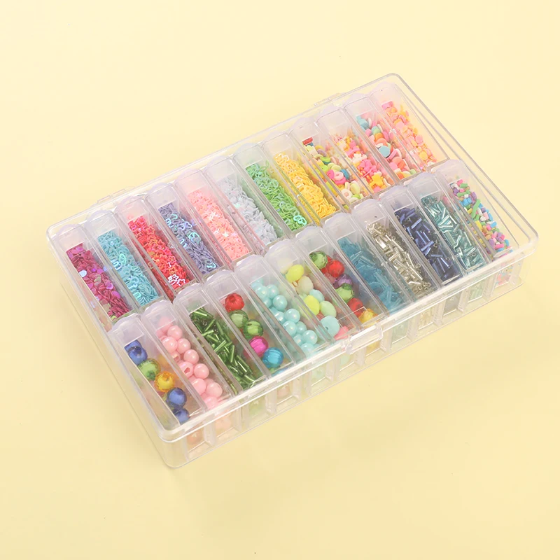 

Новый набор из 24 пайеток, мягкие керамические бусины в бусинах, Пластиковые Бусины, трехсторонние аксессуары ручной работы «сделай сам»