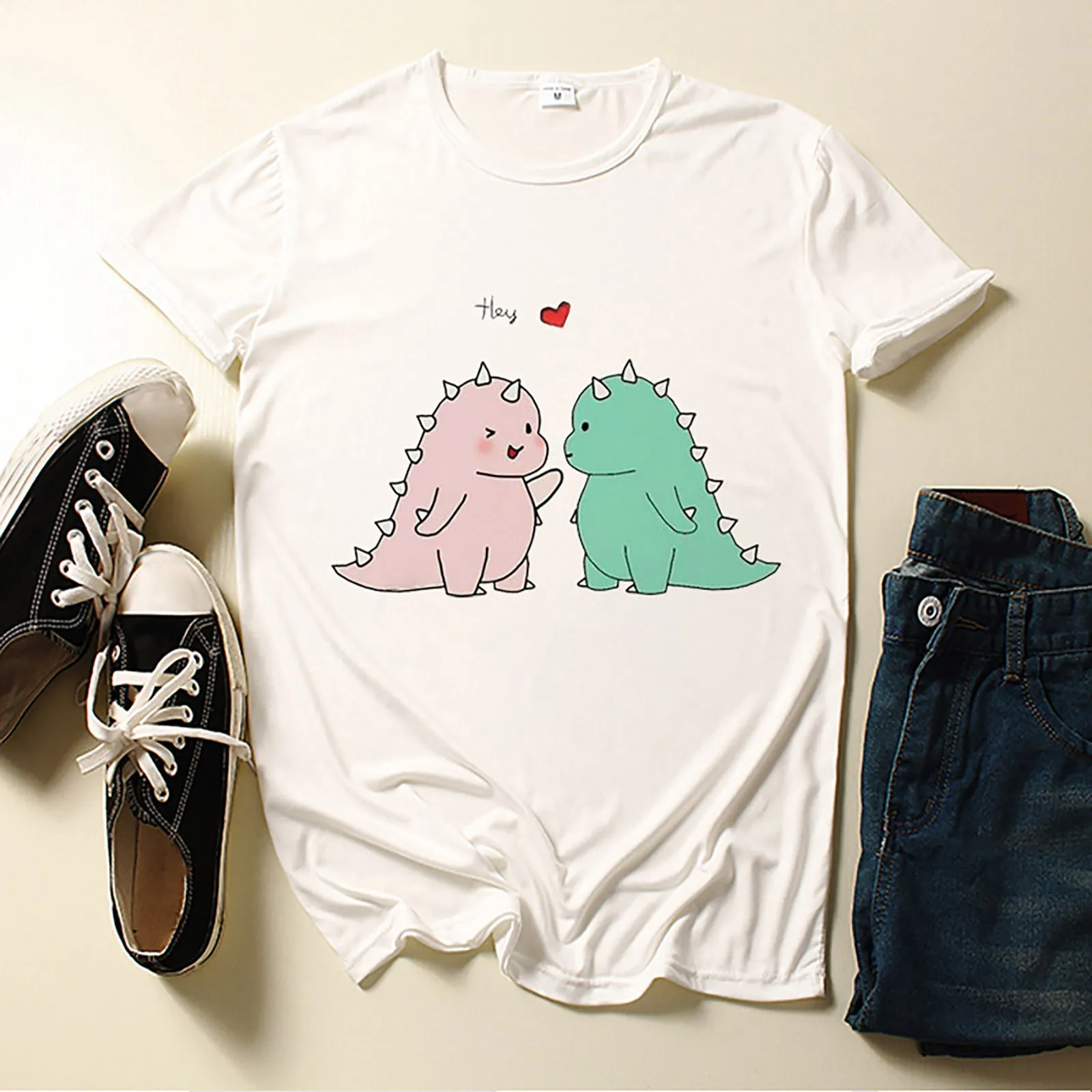 

Women's T-Shirts Crewneck Ultra Soft Short Sleeve Cute Dinosaurs Printed Comfortable Casual Tops Blouse for Adults Teens