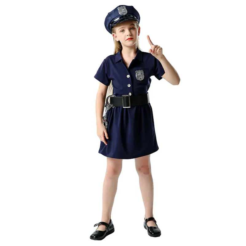 

Halloween Girls Police Dress Up Children Party Carnival Cosplay Cop Officer Costume Play Performances Role Play Clothing Suit