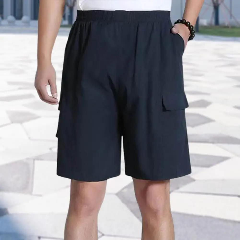 

Simple Cargo Shorts Mid Waisted Lightweight Men Cargo Shorts Butt Lift Knee Length Pants