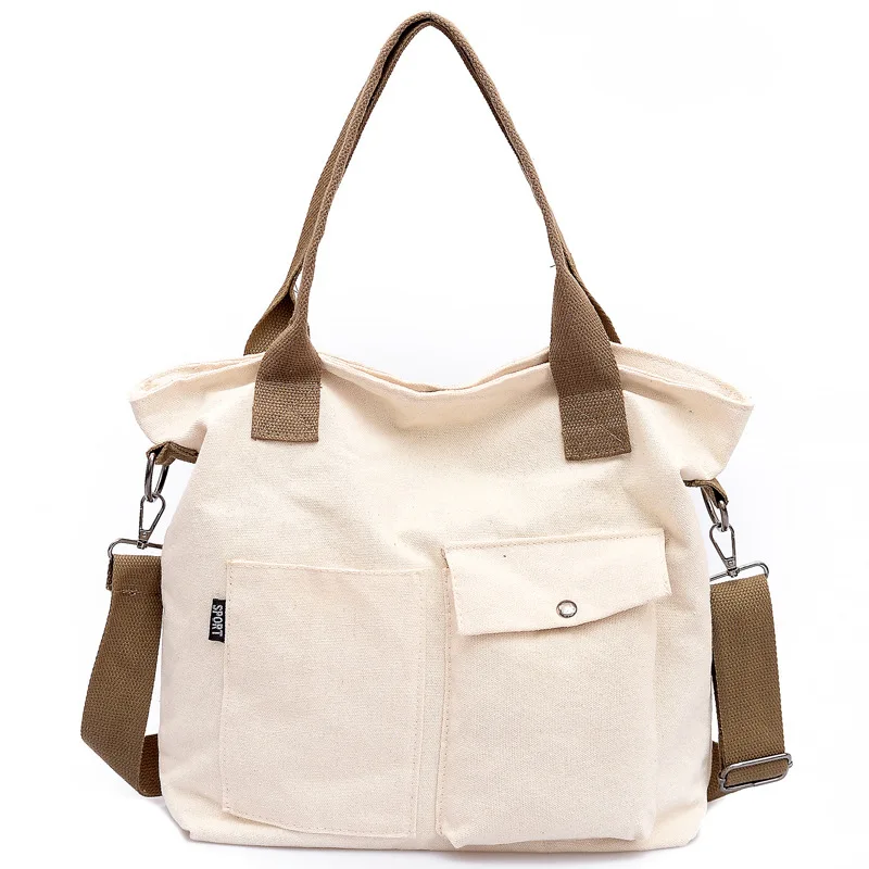 

Korean Large Capacity Canvas Shoulder Bag for Women Solid Simple Casual Handbag 2022 New Female Fashion Crossbody Bag Student