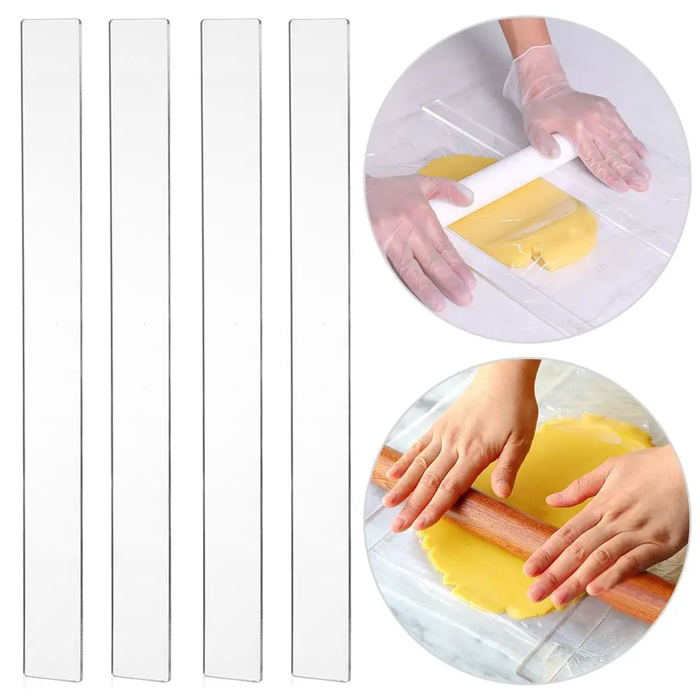 

2Pcs Practical Depth Guide Home Fondant Icing Acrylic Balance Ruler Thickness Ruler Biscuit Smoother Cake Rolling Tools