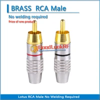lotus rca male hifi audio av video connector accessories stereo no welding required gold rf connector extension conversion