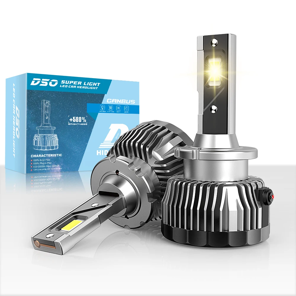 

2pcs D3S D1S LED Headlights HID D2S D4S D5S D8S D1R D2R D3R Turbo LED 35000LM CSP Chip 6000K White Brighter 90W Canbus Plug&Play
