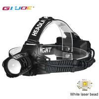 gijoe super bright white laser headlamp zoomable long range headlight usb rechargeable portable flashlight outdoor camping light