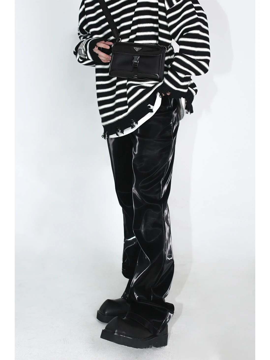 2023 Luxury Metalic Teachwear  Men trousers Faux Leather Pants Streetwear Y2K men's pants Trousers pantalon homme