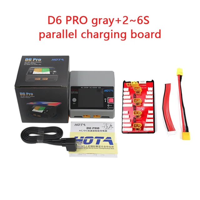 HOTA D6 Pro + XT60 to XT60 cable + parallel charging board