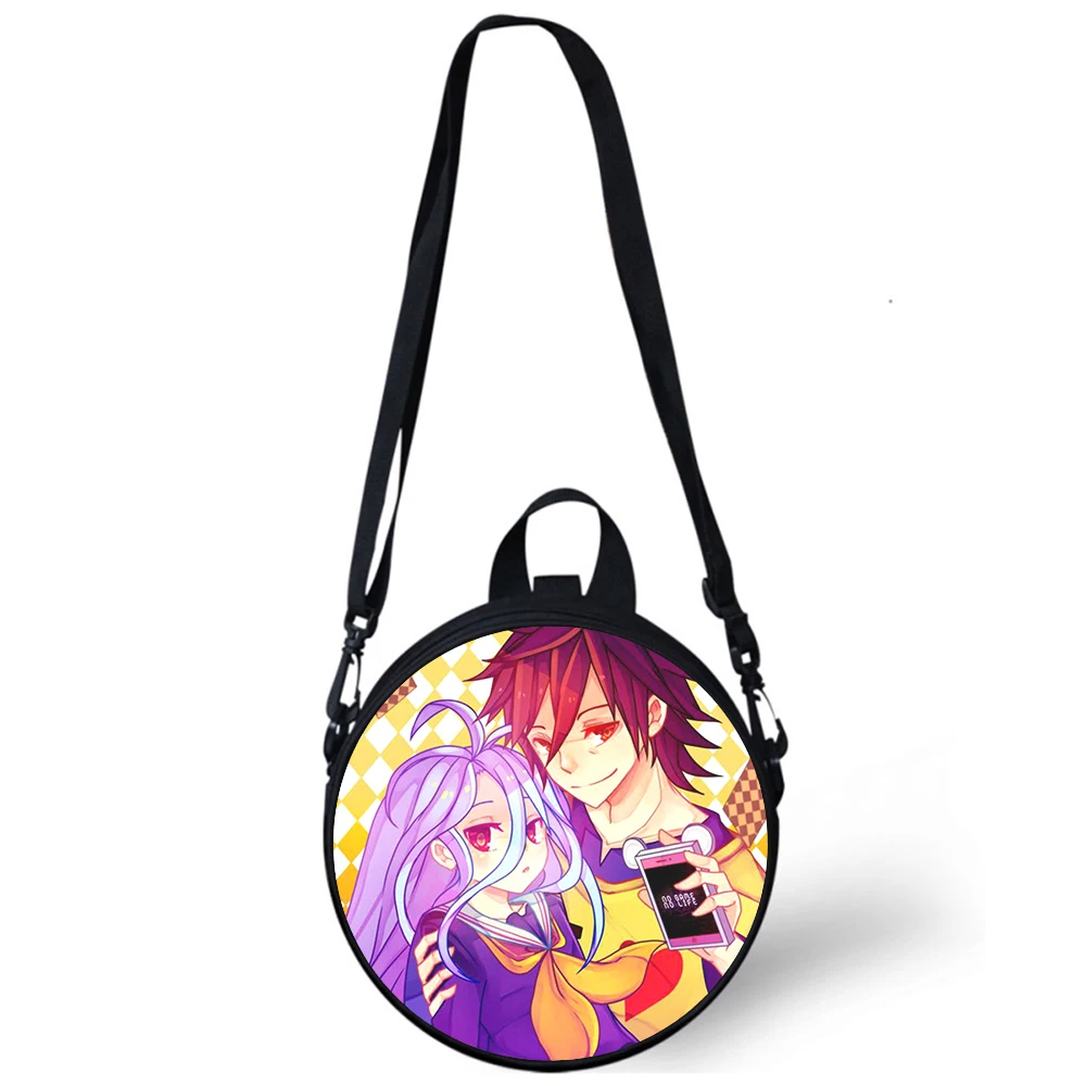 NO GAME NO LIFE Anime Child kindergarten Bag 3D Print Crossbody Shoulder Bags For School Women Mini Round Bagpacks Rugtas Bag