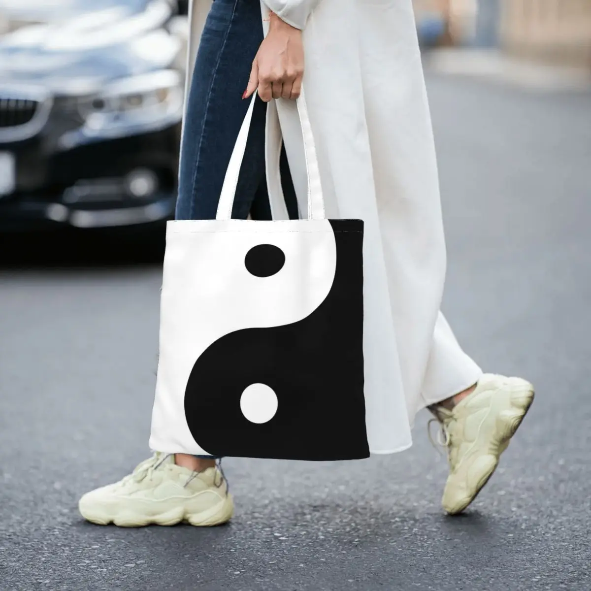 Yin Yang Women Canvas Handbag Large Capacity Shopper Bag Tote Bag withSmall Shoulder Bag