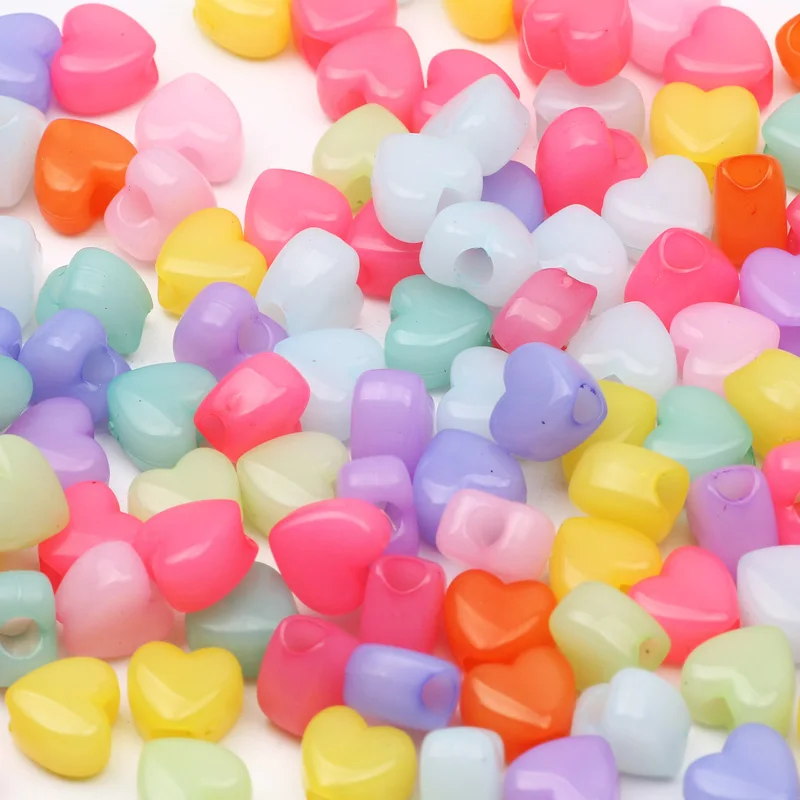 

8mm 20-100pcs Transparent Colored Love Heart Acrylic Beads Loose Spacer Beads For Jewelry Making Diy Necklaces Bracelet Supplies