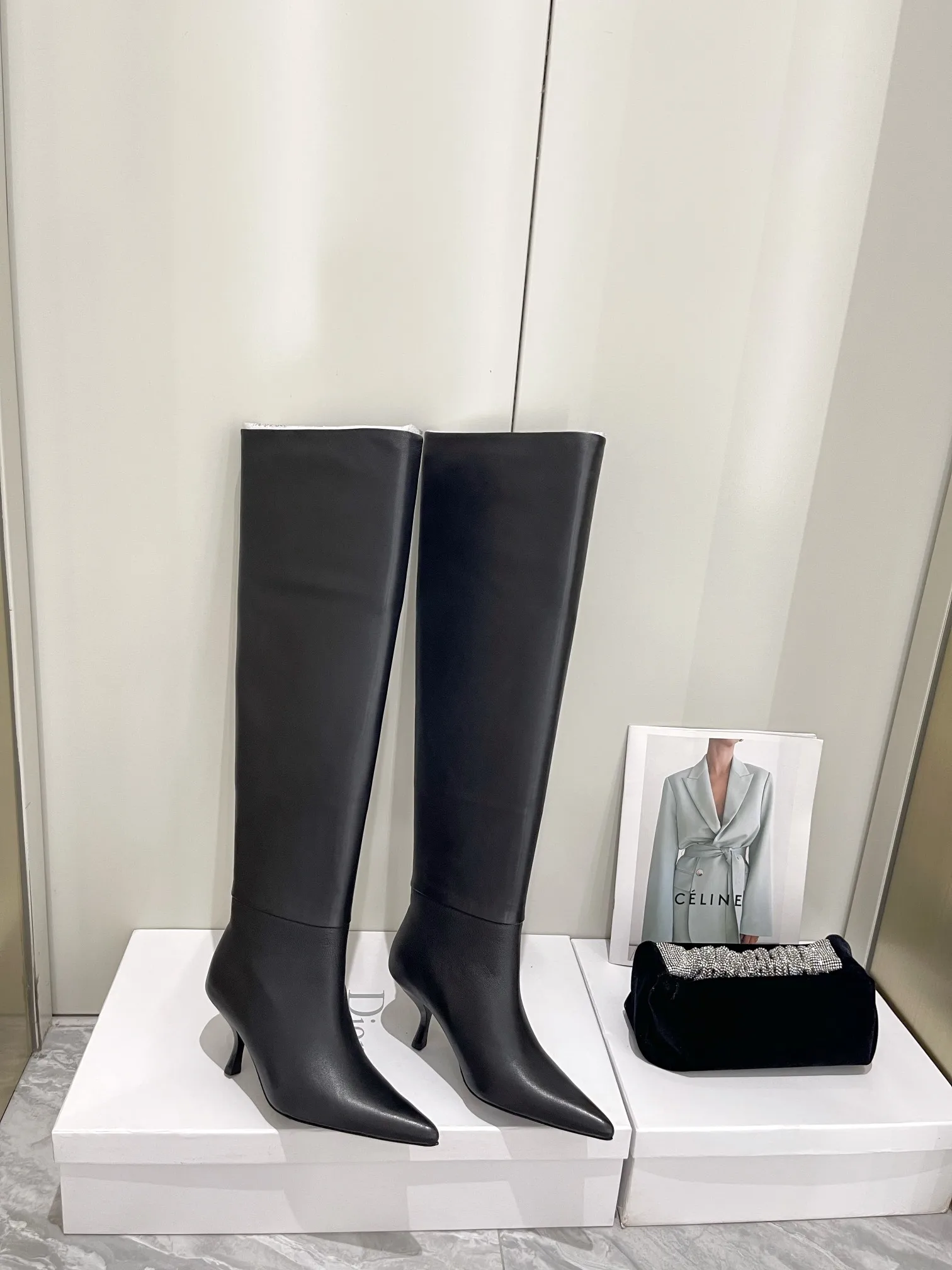 

Длинные зимние женские сапоги стрейч, ручная работа, логотип на заказ, шкура ягненка, каблук 7 см, заостренный носок, минималистичный, сексуальный, выше колена, для взрослых