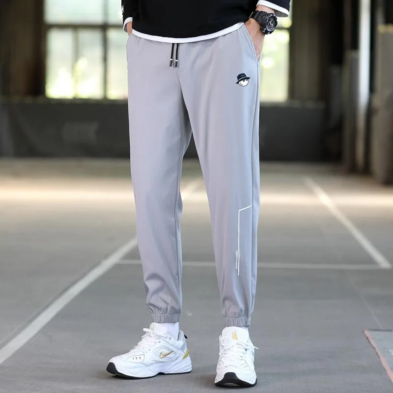 Malbon Spring/fall thin ice silk pants with nine-point  bunched feet golf sweatpants comfortable slacks