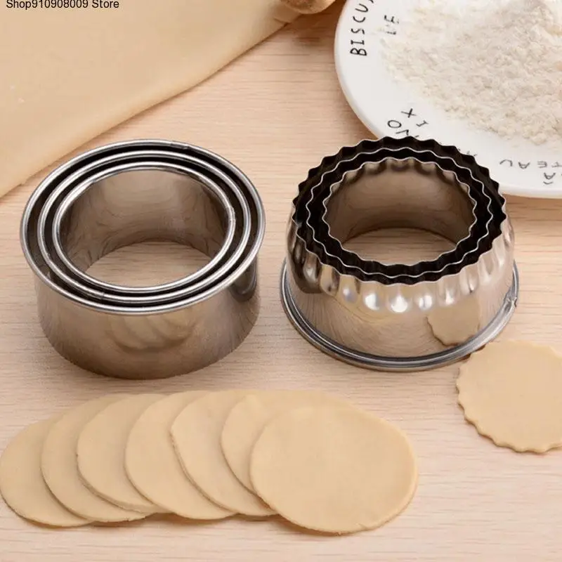 

Dumplings Wrappers Molds Portable Kitchen Gadgets Cookie Pastry Maker Dumplings Cutter Round/Flower Shaped 3Pcs