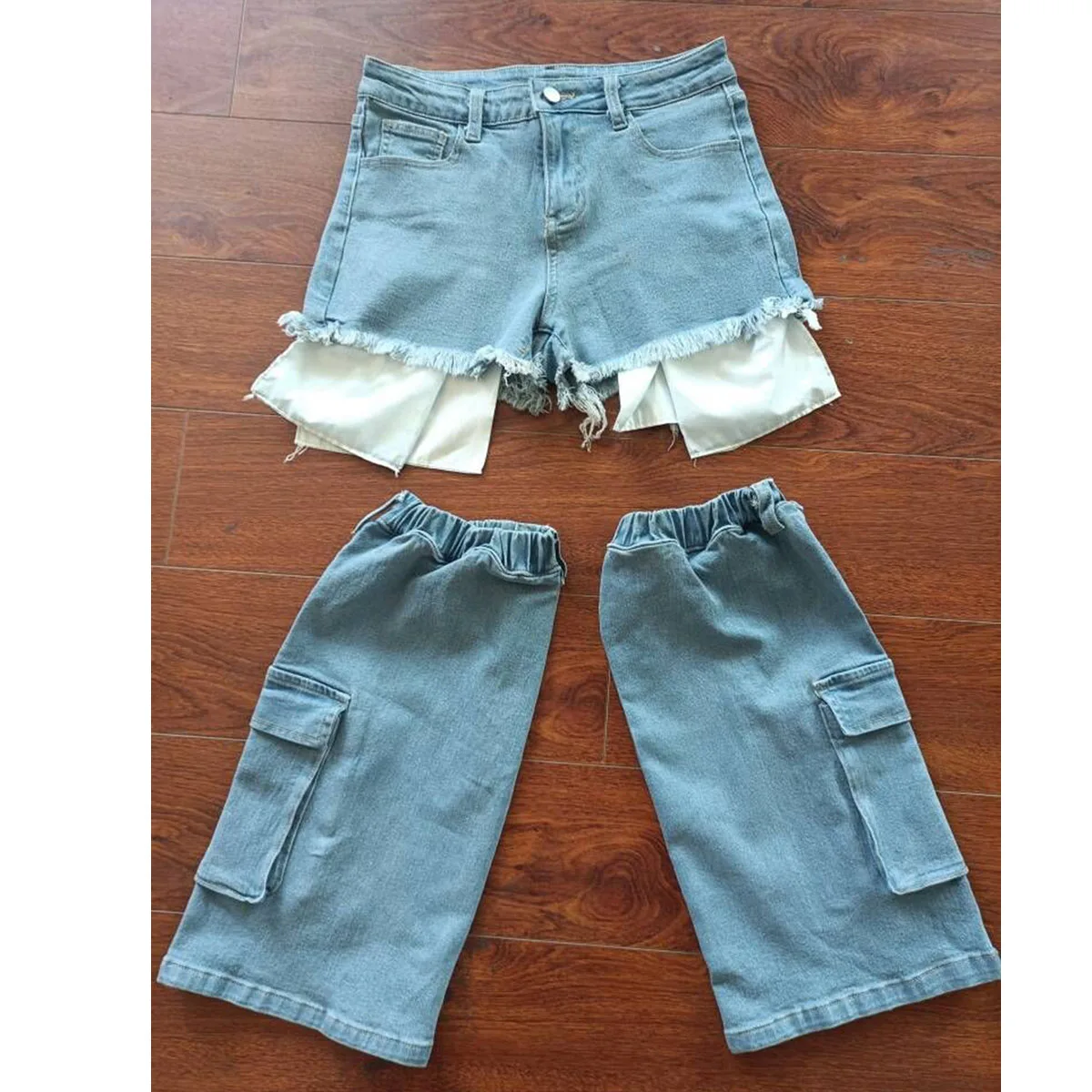 Wishyear Summer High Waist Denim Shorts with Legs Women Fashion Legging Socks Streetwear Y2k Pockets Sexy Short Jeans Femininos