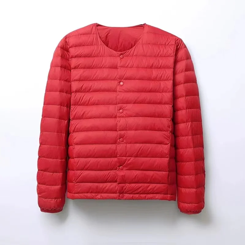 New Autumn Winter Clothing Men Brand Lightweight Warm Casual Nylon Down Jacket 90% White Down Simple Youth Fitted Down Jacket
