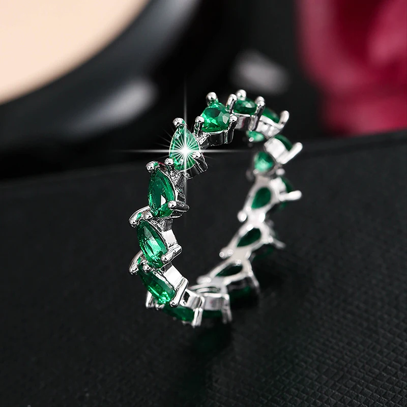 

Fashion Green Drop Collection with High Quality Zirconia Ring Elegant Women's Party Jewelry Luxury Classic Style Free Shipping