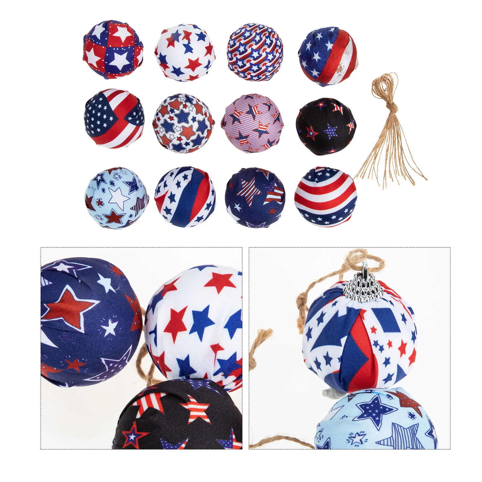 

12Pcs Independence Day Ornaments Party Ornaments Wrapped Balls Ornaments