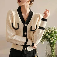 retro sweater cardigan womens spring and autumn knitted sweater coat new all match womens top