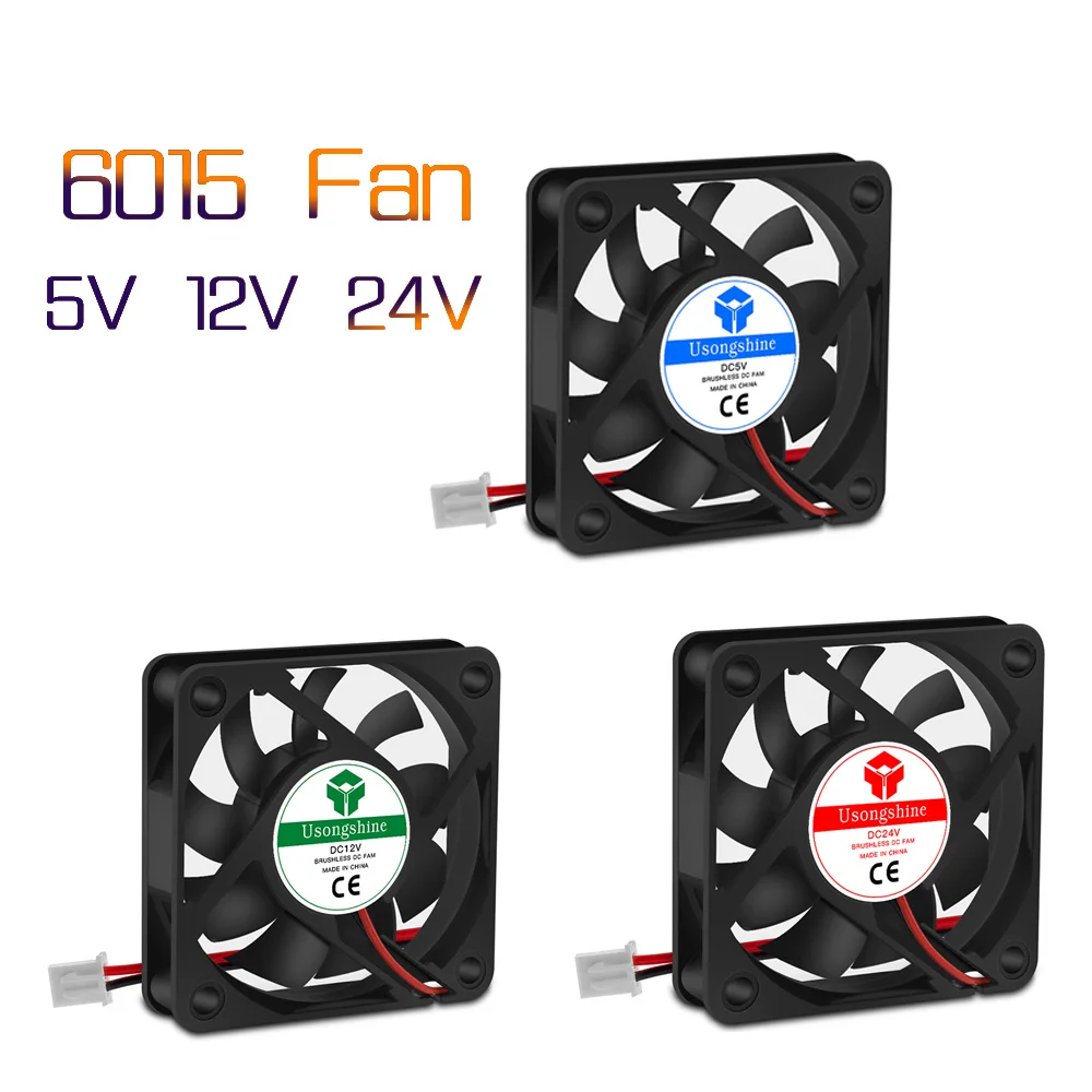 

6015 Cooling Heatsink Fan 12V 24V with Dupont Wire Brushless 60mm 60*60*15 mm 3D Printers Parts Cooler Radiator Quiet