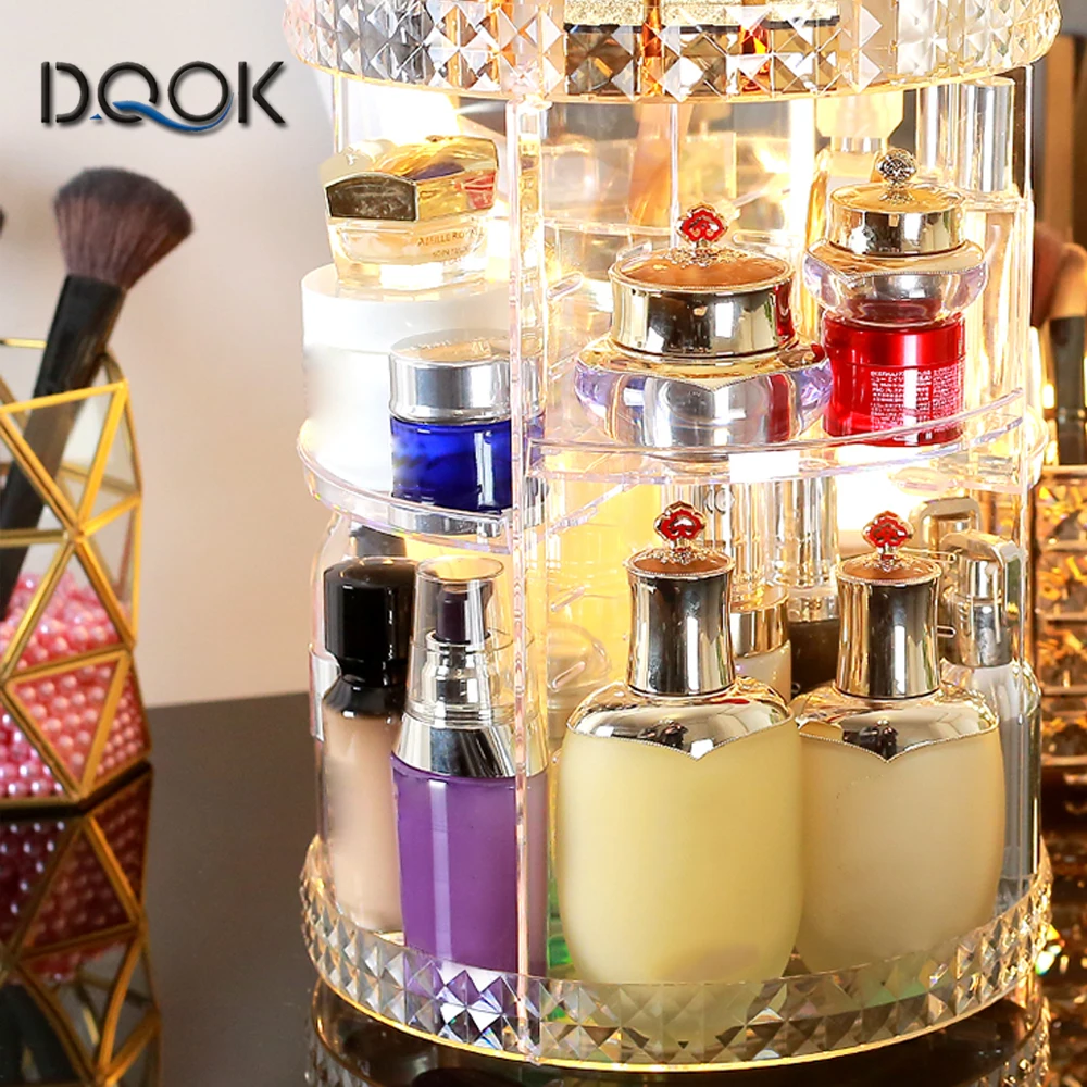 360 Degree Rotation Make Up Organizer Box Cosmetic Transparent Fashion Spin Multi-Function Detachable Acrylic |