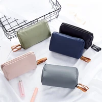 6colors nylon makeup bags with zipper solid color portable multiple grids nylon storage bag cosmetic bag makeup tool accessories