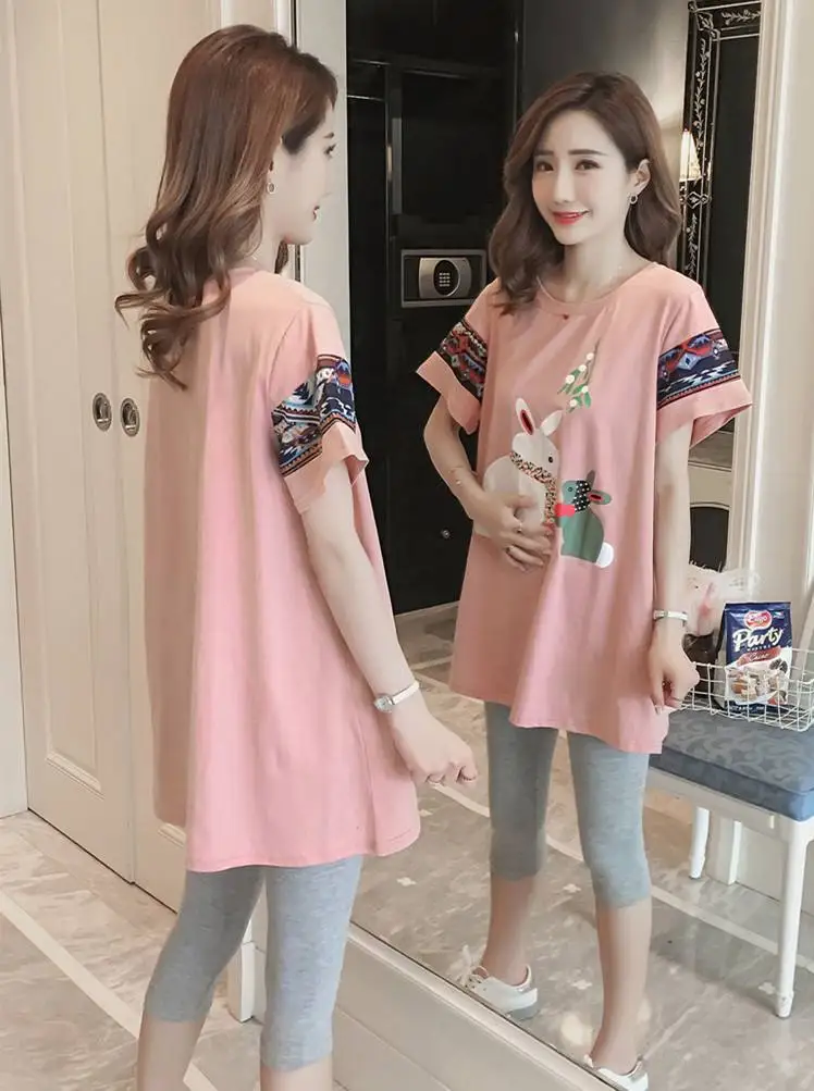 

Maternity Pregnant Baby blue Loading 2022 Funny Women T Shirt Girl Announcement Shirt New Mom Big Size Clothes