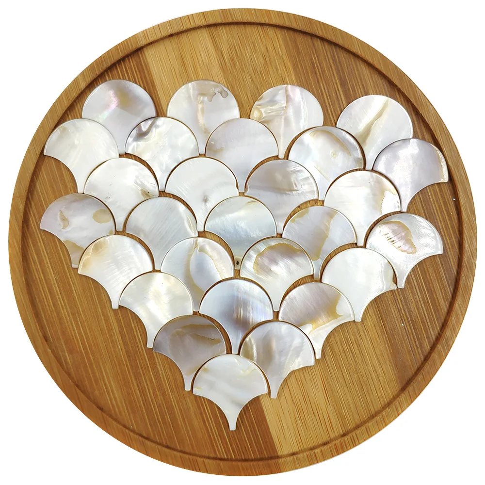 25pcs Square Round Hexagon Fanshape Pure White Color Shell Mother of pearl mosaic tile for Crafts DIY Decoration | Дом и сад
