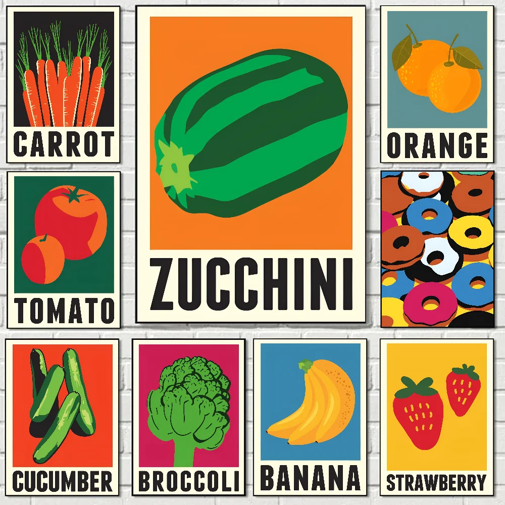 Nordic Minimalist Fruit Pop Art Poster Stickers Wall Murals Decor Game Room Gifts HD Painting
