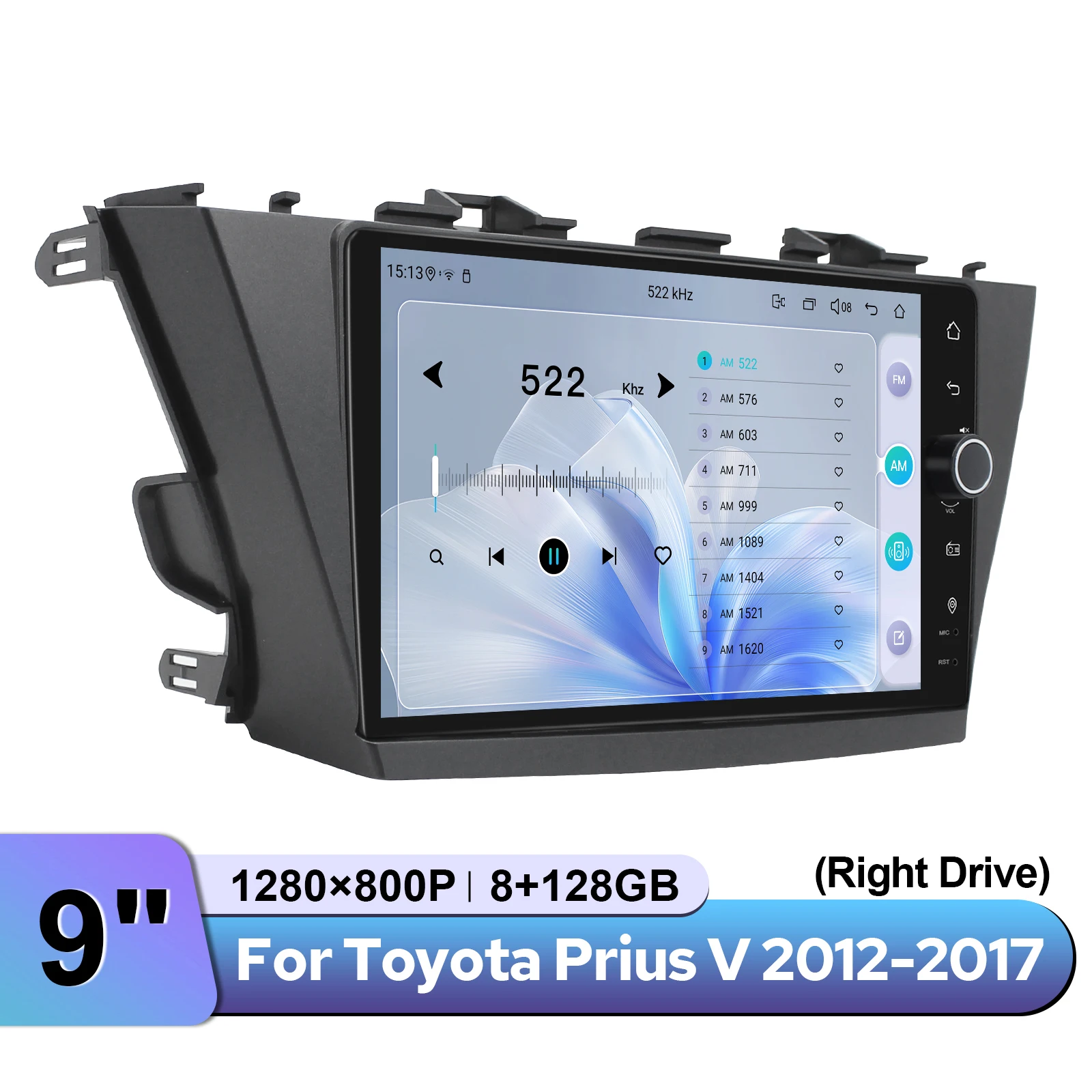Фото Обновленная 9-дюймовая Android-магнитола для Toyota Prius V 2012-2017 (правый руль) с CarPlay и Android Auto, мультимедийный плеер Plug&Play №4